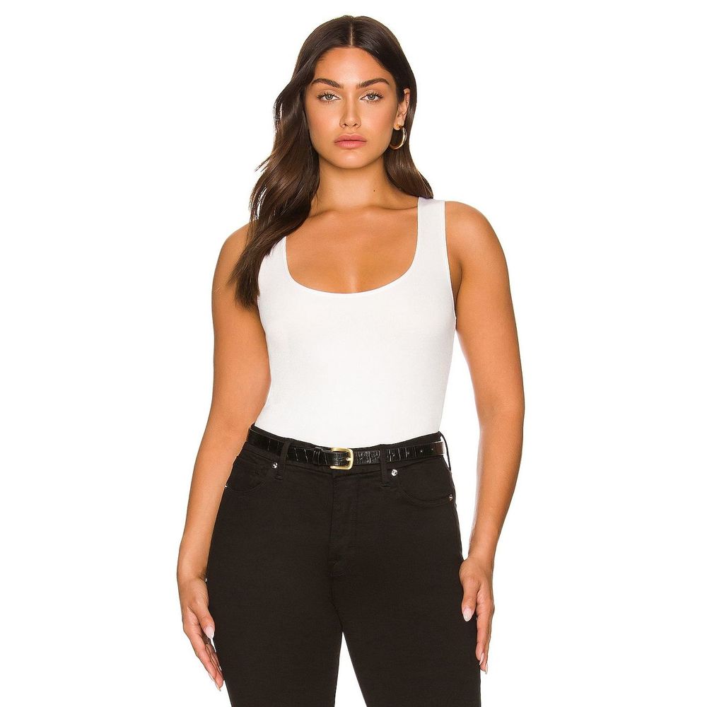 NEW Good American The Feel Good Bodysuit in White Size 2 REVOLVE MSRP $79